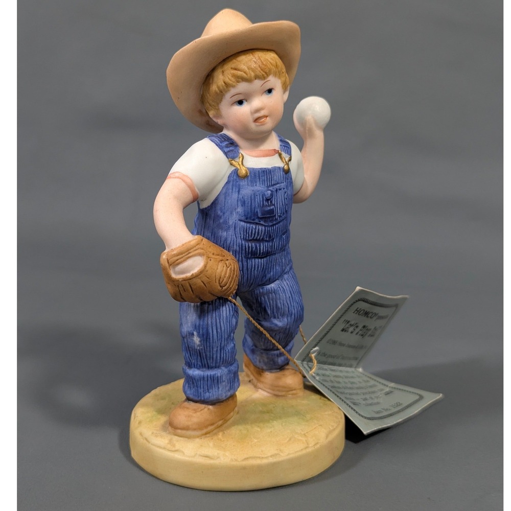 Homco Denim Days Let's Play Ball Porcelain Figurine 1522 Boy Baseball 1985
